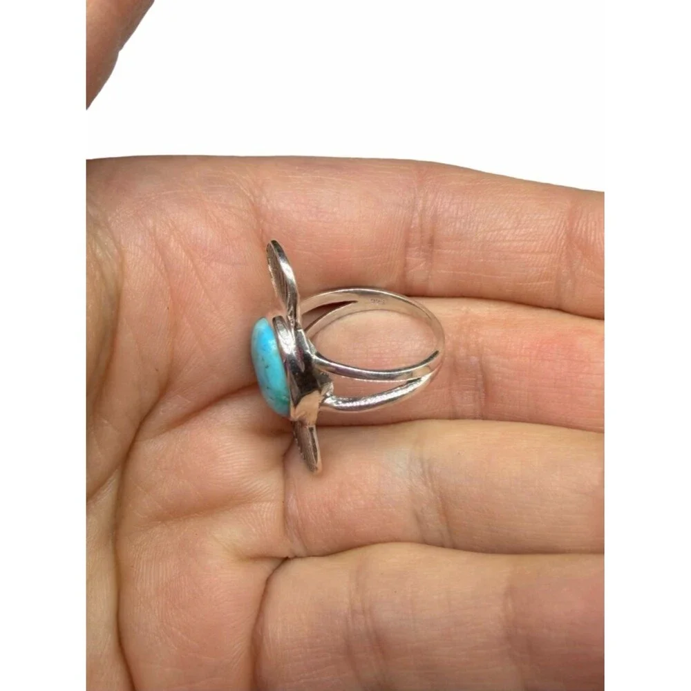 Kingman Mohave Turquoise Ring Size 6.5 Solid 925 Sterling Silver